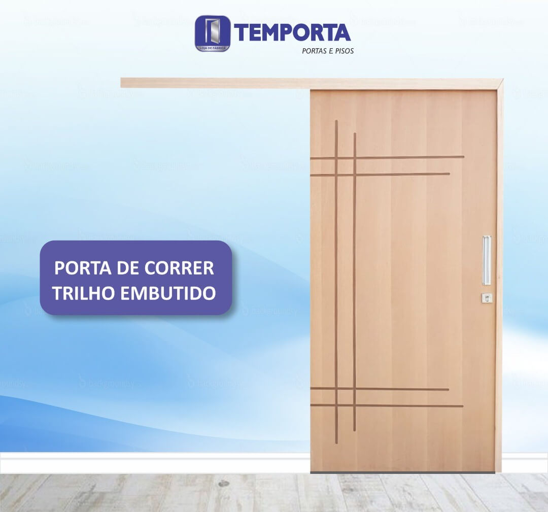 Porta de correr modelo V trilho embutido