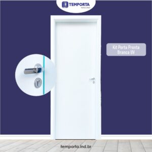 Porta Pronta Branca UV da Temporta ja esta montada com fechadura e dobradiças